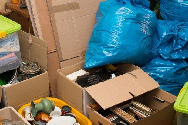 sorting rubbish